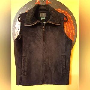 Lauren by Ralph Lauren Black Suede fleece lined vest sz. M women's